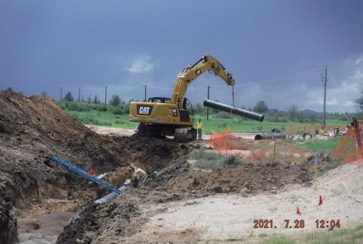A bulldozer is working on a construction site.